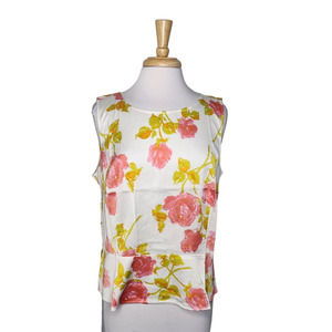 Ann Taylor Sleeveless Rose Floral Peplum Blouse Size 16
